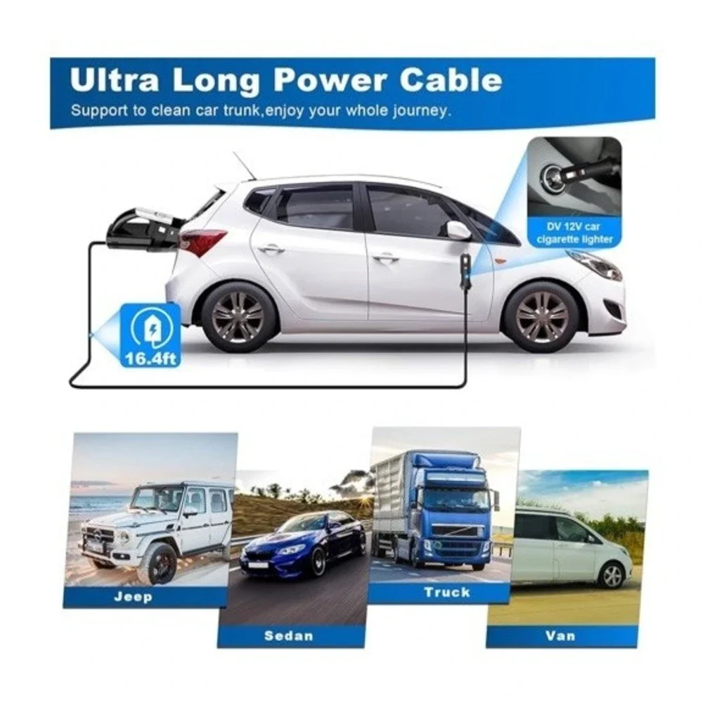 Car Vacuum, Portable Vacuum Cleaner with Powerful 7000PA Suction, DC 12V Power 1